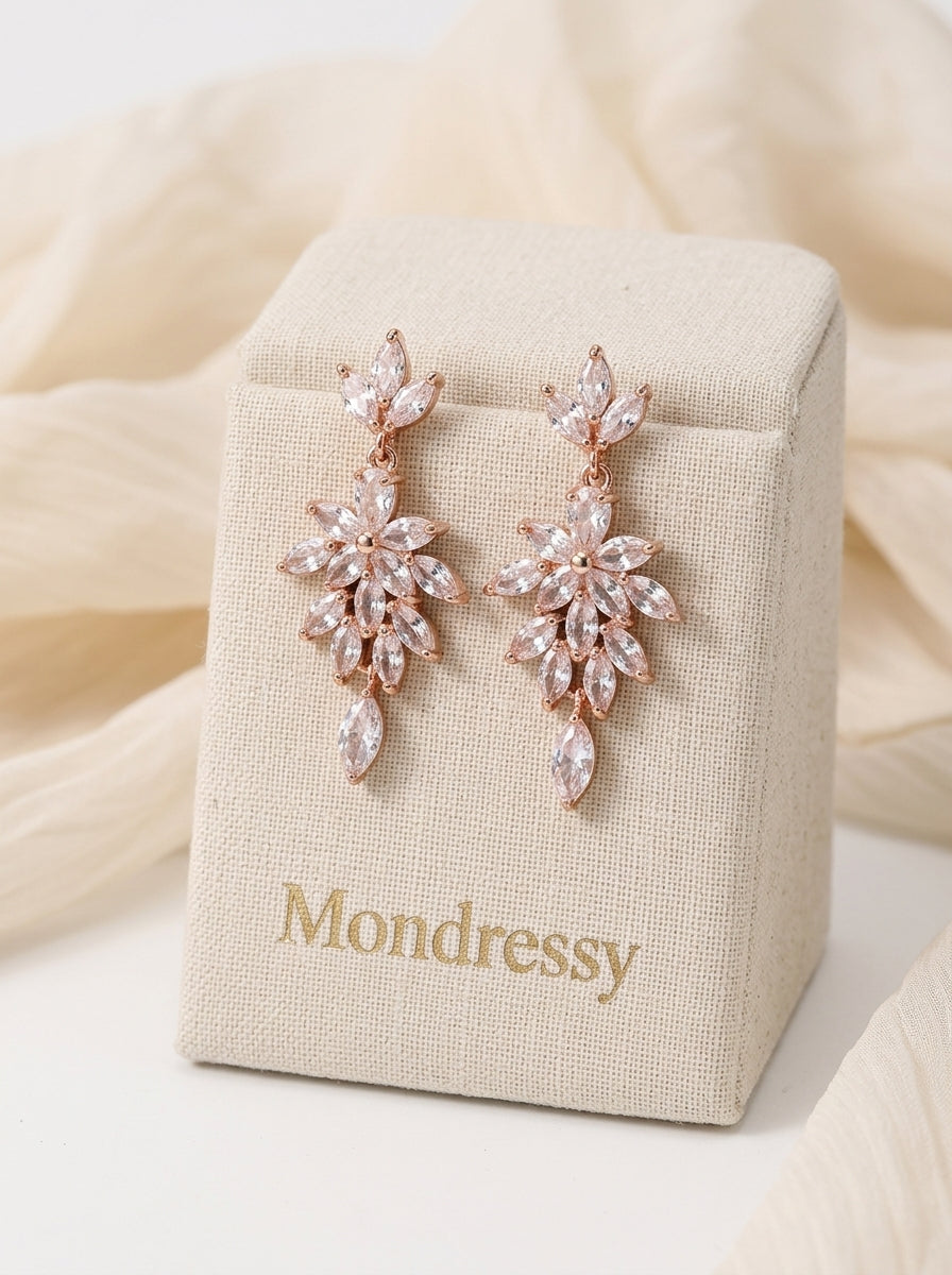 Boucles d'Oreilles Pendantes Élégantes et Luxueuses à Strass