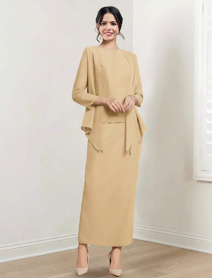 Robes de Mère de la Mariée Fourreau/Colonne à Col Bijou et Longueur Cheville