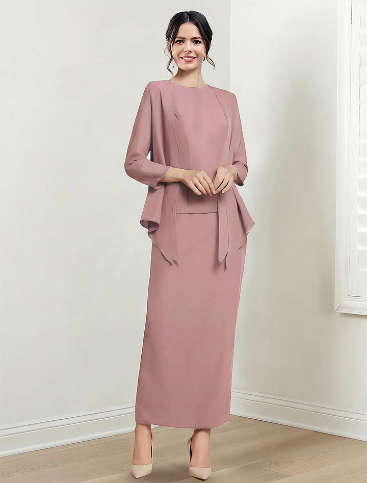 Robes de Mère de la Mariée Fourreau/Colonne à Col Bijou et Longueur Cheville