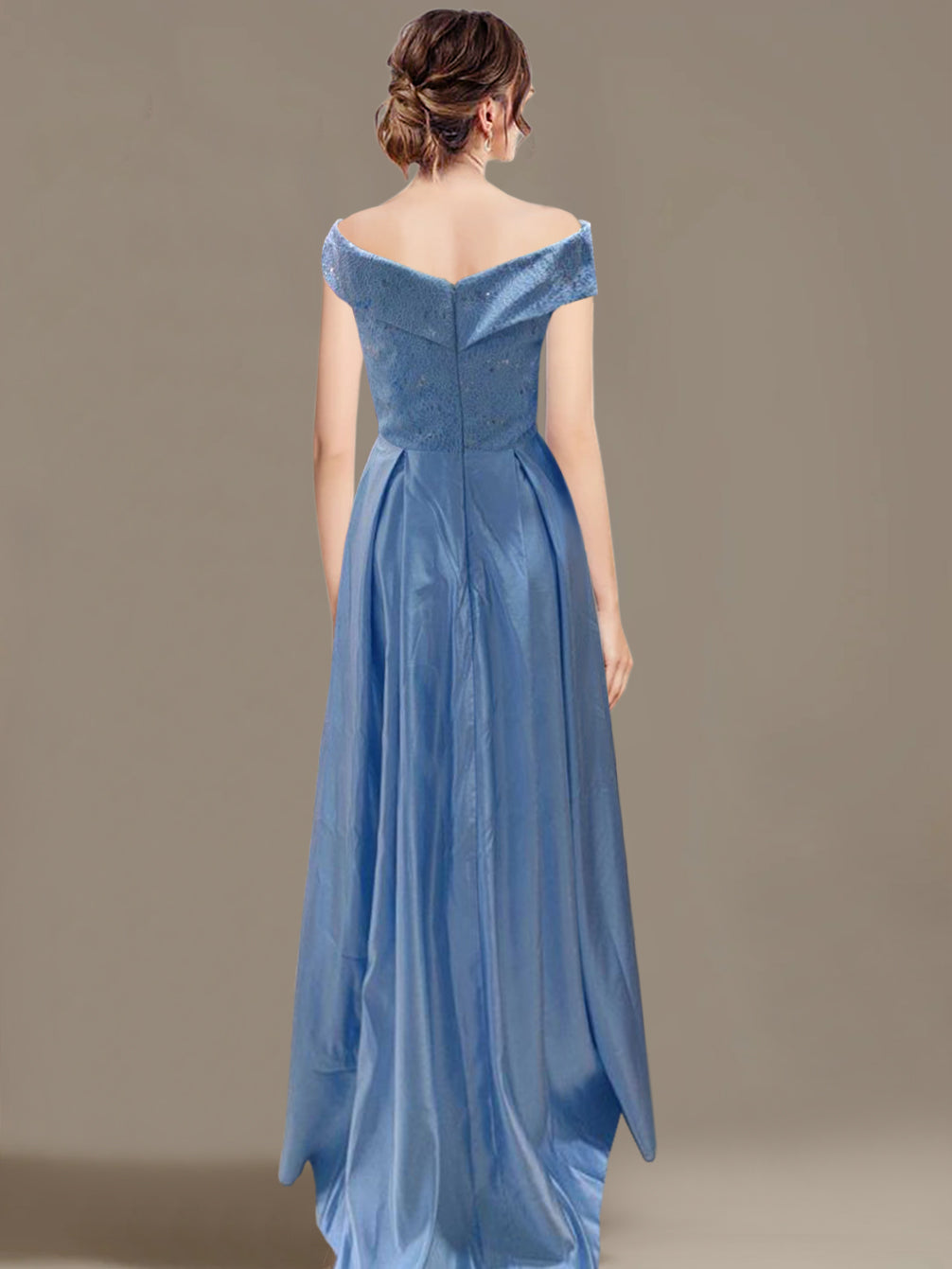 Robes de Mère de la Mariée Asymétriques à Épaules Dénudées, Coupe A-Line/Princess, avec Volants