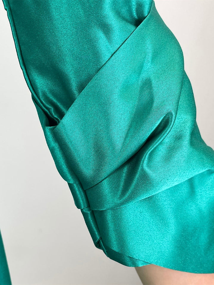 Robe de Mère de la Mariée Fourreau/Colonne à Col en V et Manches 3/4 Au Genou avec Ceinture