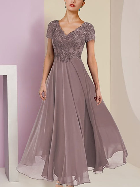 Robes de Mère de la Mariée à Manches Courtes de Forme A/Princesse