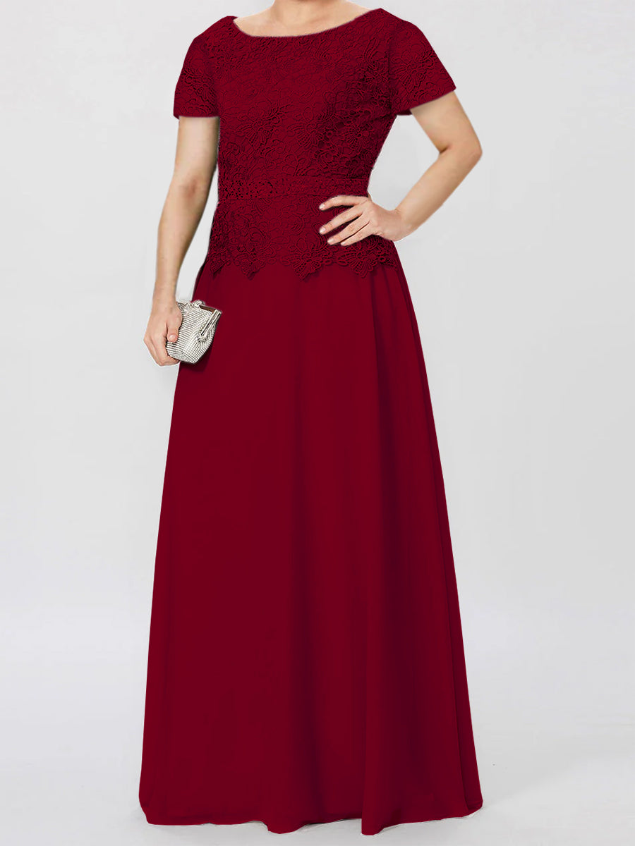 Robes de Mère de la Mariée à Manches Courtes, Coupe A-Line/Princess, avec Appliques et Paillettes