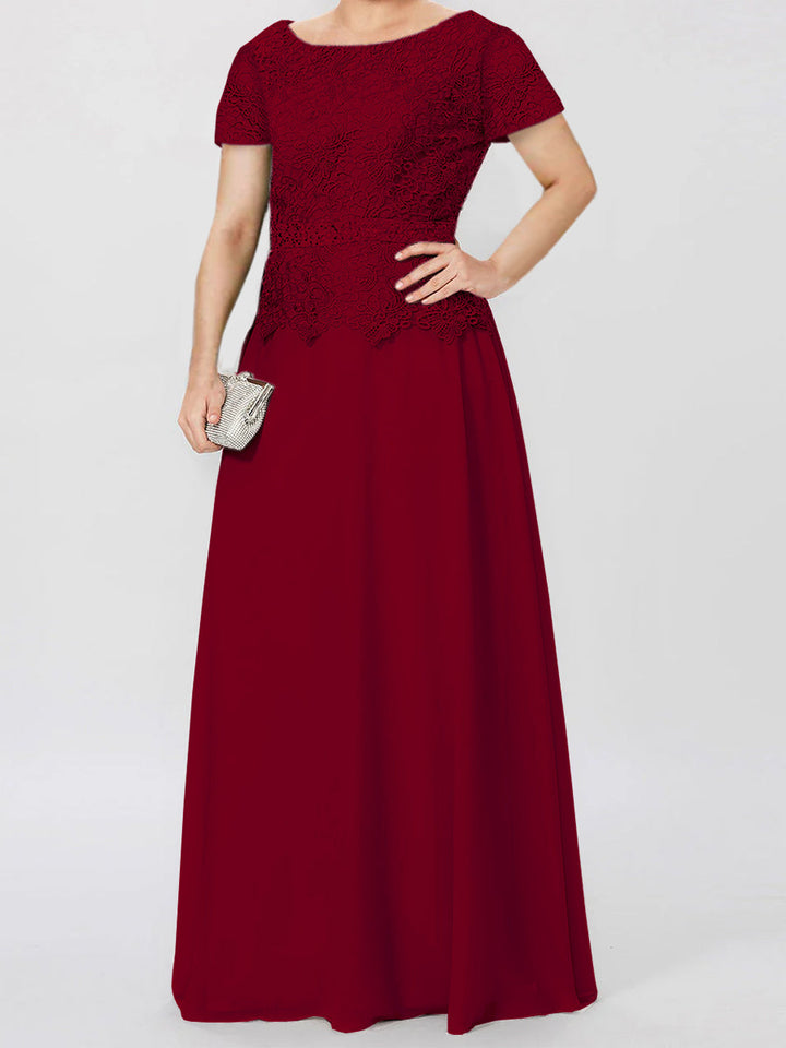 Robes de Mère de la Mariée à Manches Courtes, Coupe A-Line/Princess, avec Appliques et Paillettes