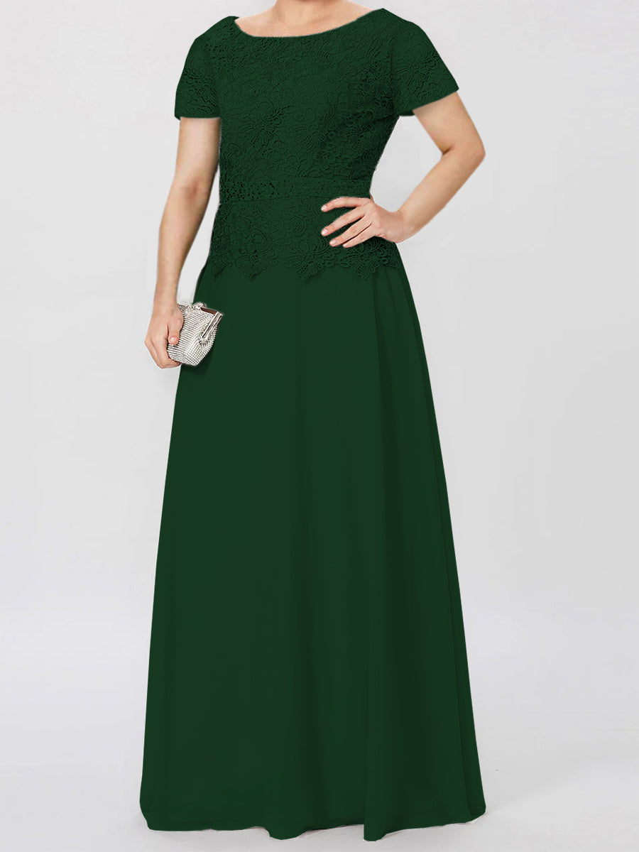 Robes de Mère de la Mariée à Manches Courtes, Coupe A-Line/Princess, avec Appliques et Paillettes