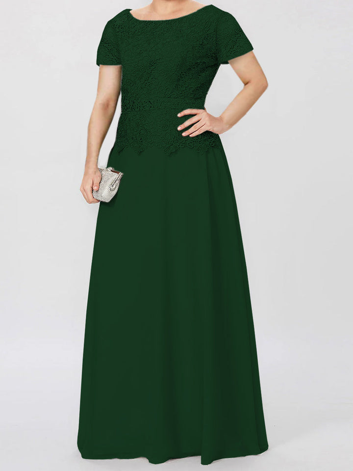 Robes de Mère de la Mariée à Manches Courtes, Coupe A-Line/Princess, avec Appliques et Paillettes