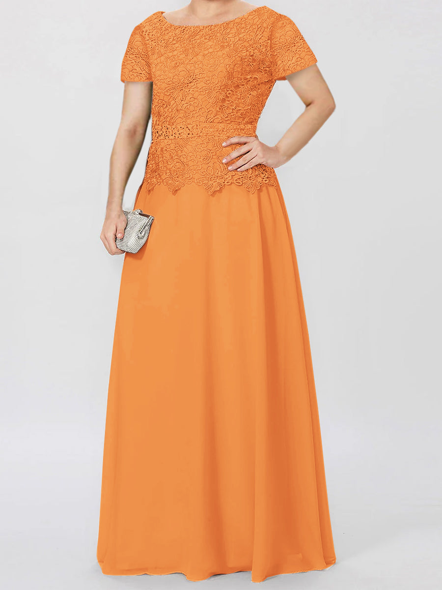 Robes de Mère de la Mariée à Manches Courtes, Coupe A-Line/Princess, avec Appliques et Paillettes