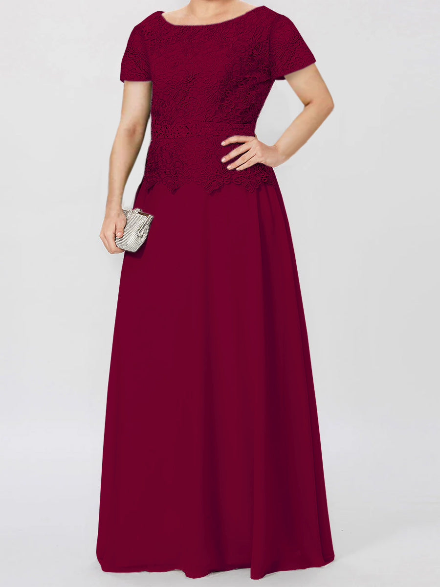 Robes de Mère de la Mariée à Manches Courtes, Coupe A-Line/Princess, avec Appliques et Paillettes