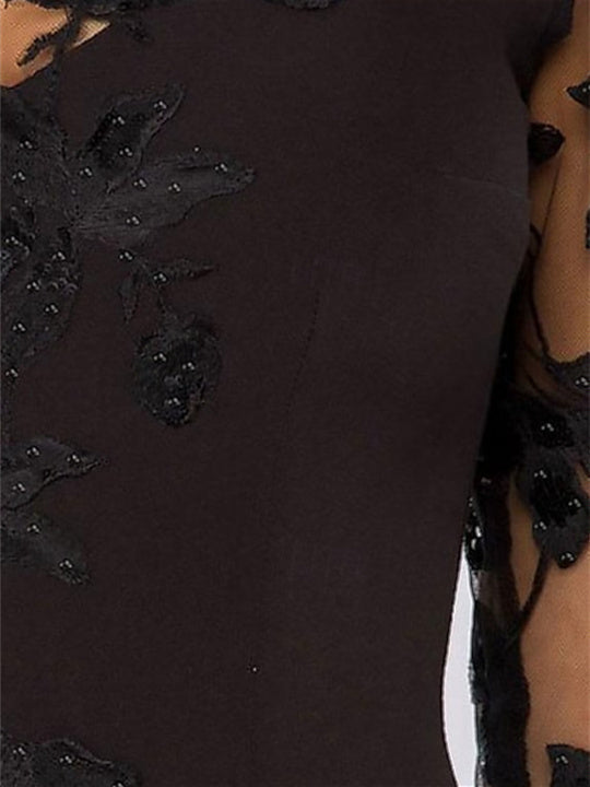 Robe de Mère de la Mariée Coupe A-Line/Princess, Manches 3/4, Longueur Au Sol, avec Dentelle et Fente Sur le Côté