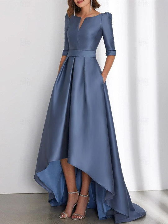 Robes de Mère de la Mariée Asymétriques à Manches Mi-Longues A-Line/Princess avec Poches