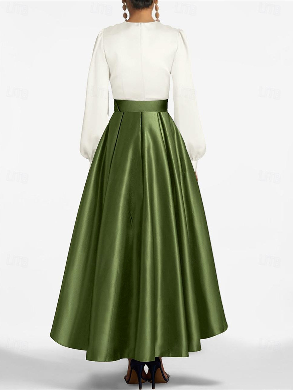 Robe de Mère de la Mariée Asymétrique à Col en V et Coupe Princesse avec Ceinture