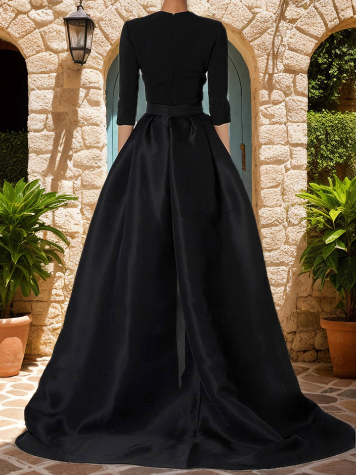 Combinaison mère de la mariée col V, manches 3/4, ceinture fleur