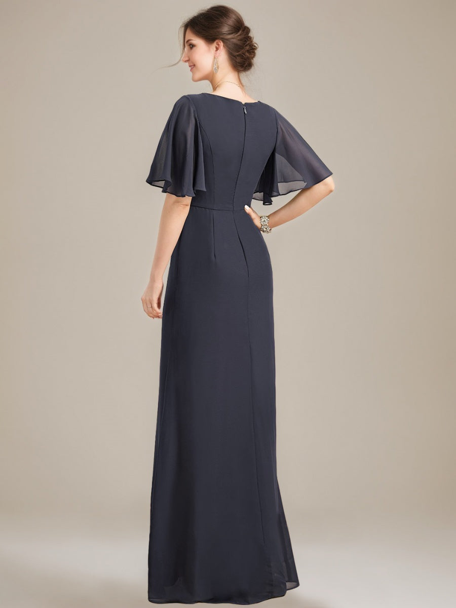 Ligne A/Princesse Collier Bijou Ruché La Longueur du Sol Robes Mère de La Mariée avec Froufrous & Crystals & Beads