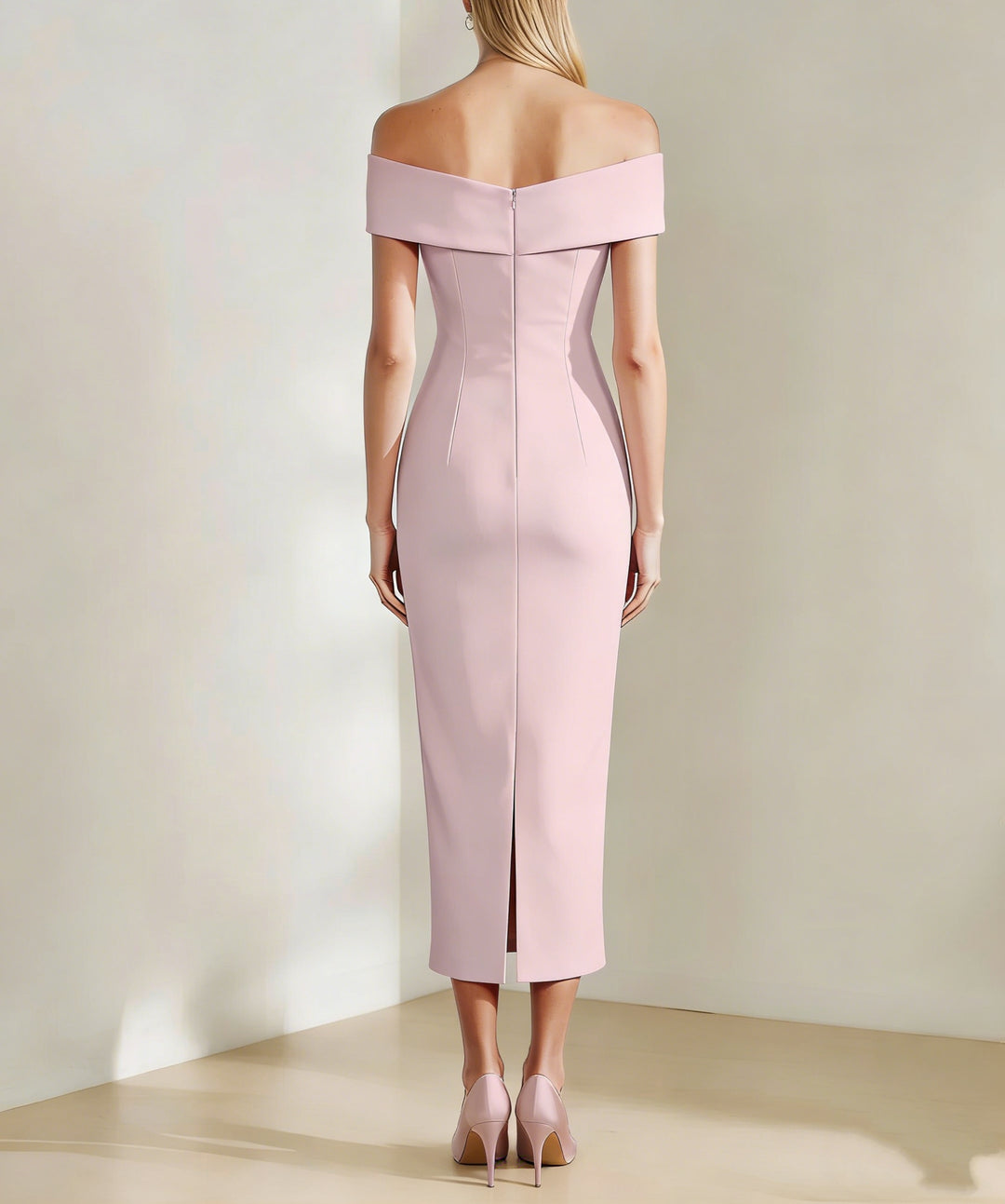 Gaine/Colonne Hors de l'Épaule Longueur du Thé Robes Mère de La Mariée avec 3D Fleurs