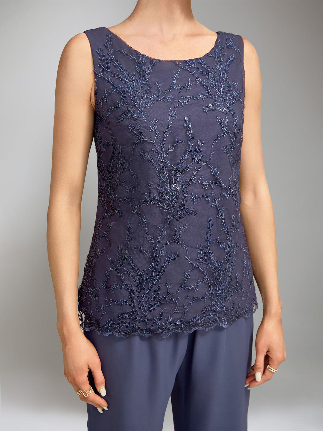 3 Morceaux Scoop Sans Manches La Longueur du SolTailleurs-pantalons pour mère de la mariée avec veste