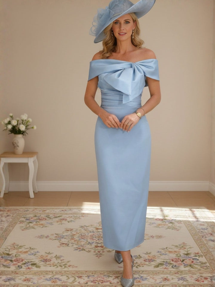 Robes de Mère de la Mariée, Longueur de la Cheville, Hors de l'épaule, Gaine/Colonne, avec Nœud Papillon