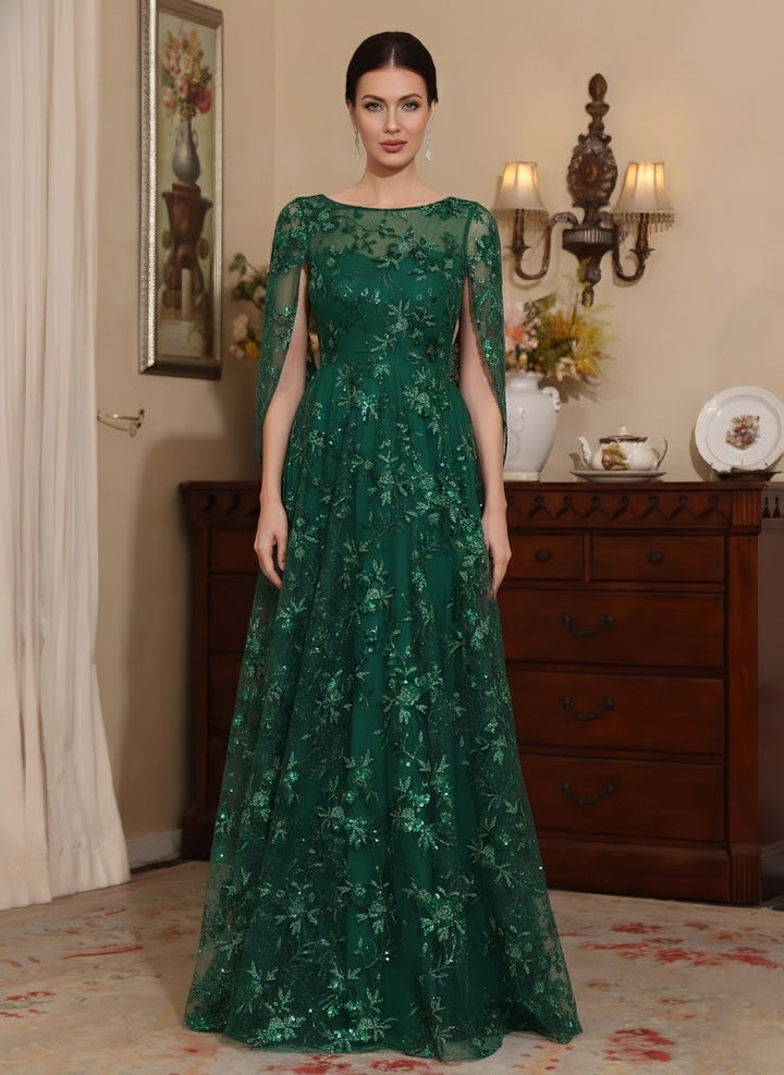 Ligne A/Princesse Scoop Dentelle Robes Mère de La Mariée Manches Cape Floral