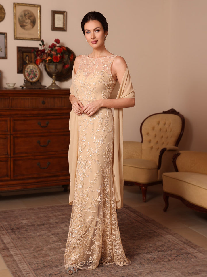 Deux Pièces Gaine/Colonne Dentelle Robes Mère de La Mariée avec une Cape Sans Manches