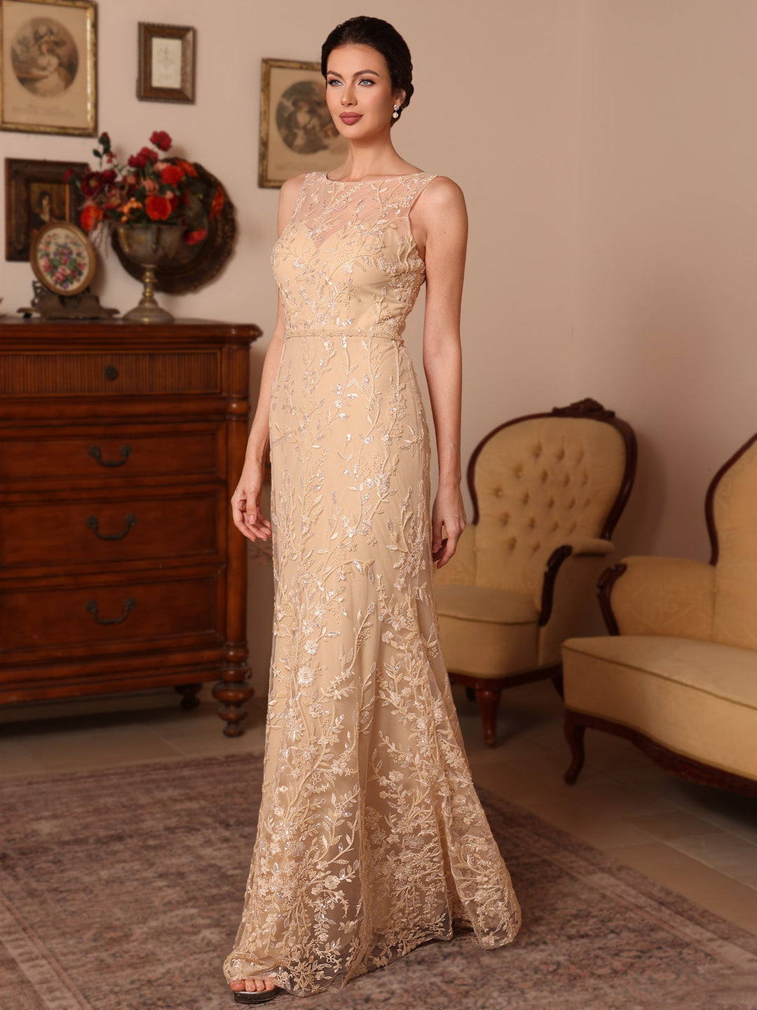 Deux Pièces Gaine/Colonne Dentelle Robes Mère de La Mariée avec une Cape Sans Manches