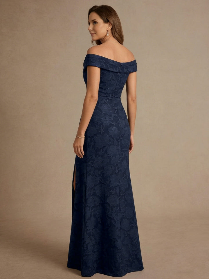 Robe mère de la mariée fourreau, manches tombantes, floral burnout, fente latérale, sans manches, longueur sol