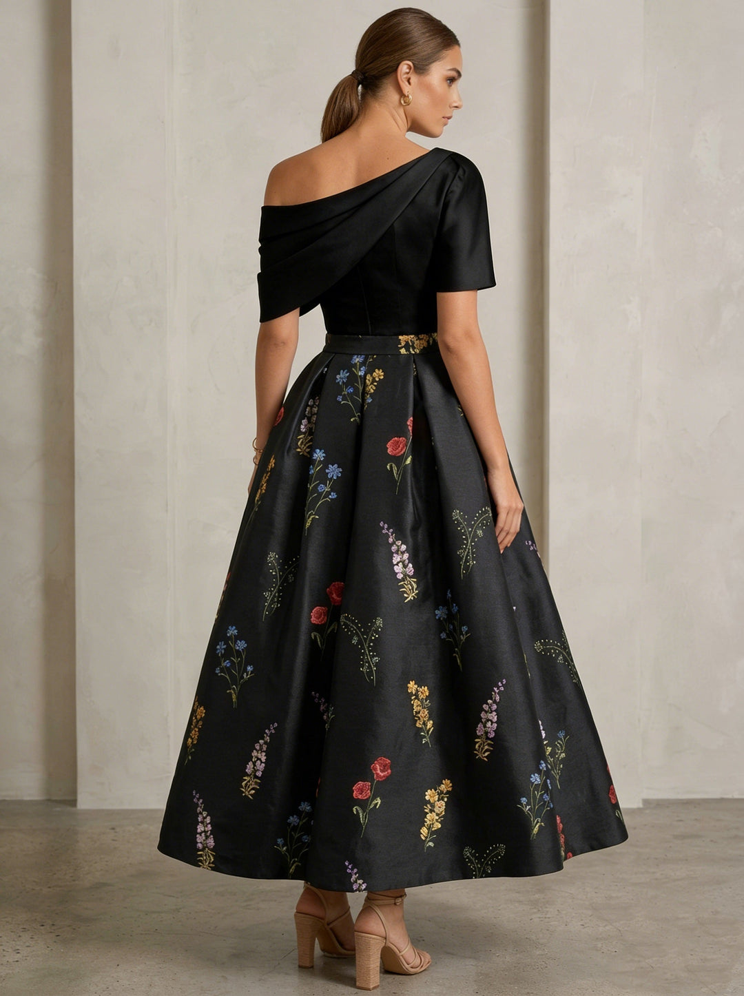 Robe Ligne A/Princesse, Une Épaule, pour mère de la mariée, longueur de la Cheville, Sans Courtes