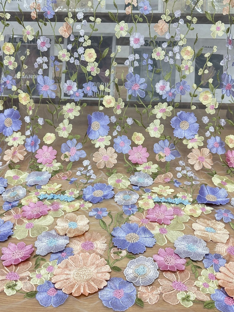 Robe Mère de la Mariée, Ligne A/Princesse, Col en V, Satin, Manches 3/4, Dentelle Florale, Longueur du Thé, avec Nœud Papillon