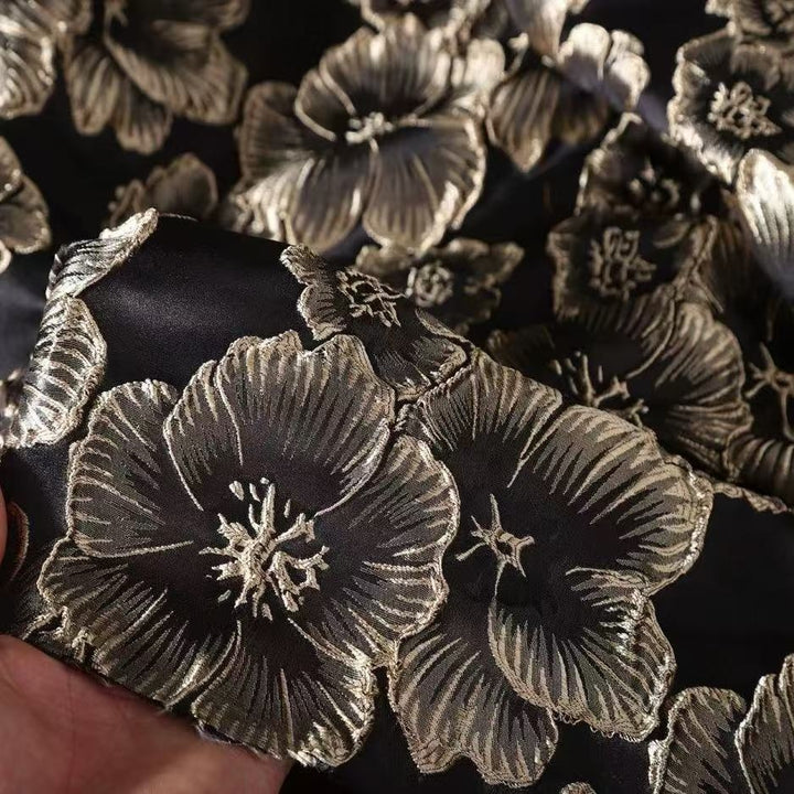 Robe Mère De La Mariée Forme Trompette/Sirène, Hors de l'épaule, Jacquard Floral, Sans Manches, Longueur Au Sol, Froncé