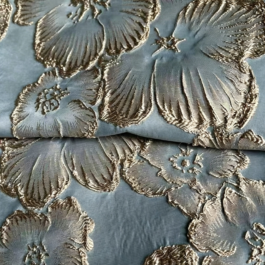 Robe Mère De La Mariée Forme Trompette/Sirène, Hors de l'épaule, Jacquard Floral, Sans Manches, Longueur Au Sol, Froncé