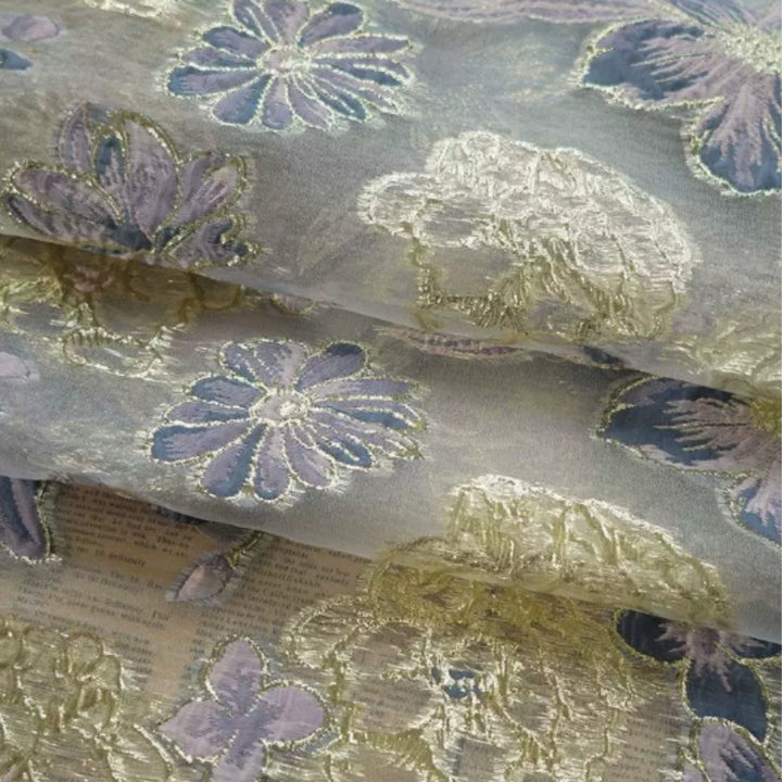 Robe Mère de la Mariée, Trompette/Sirène, Hors de l'épaule, Longueur au Sol, Florale, Manches Bouffantes