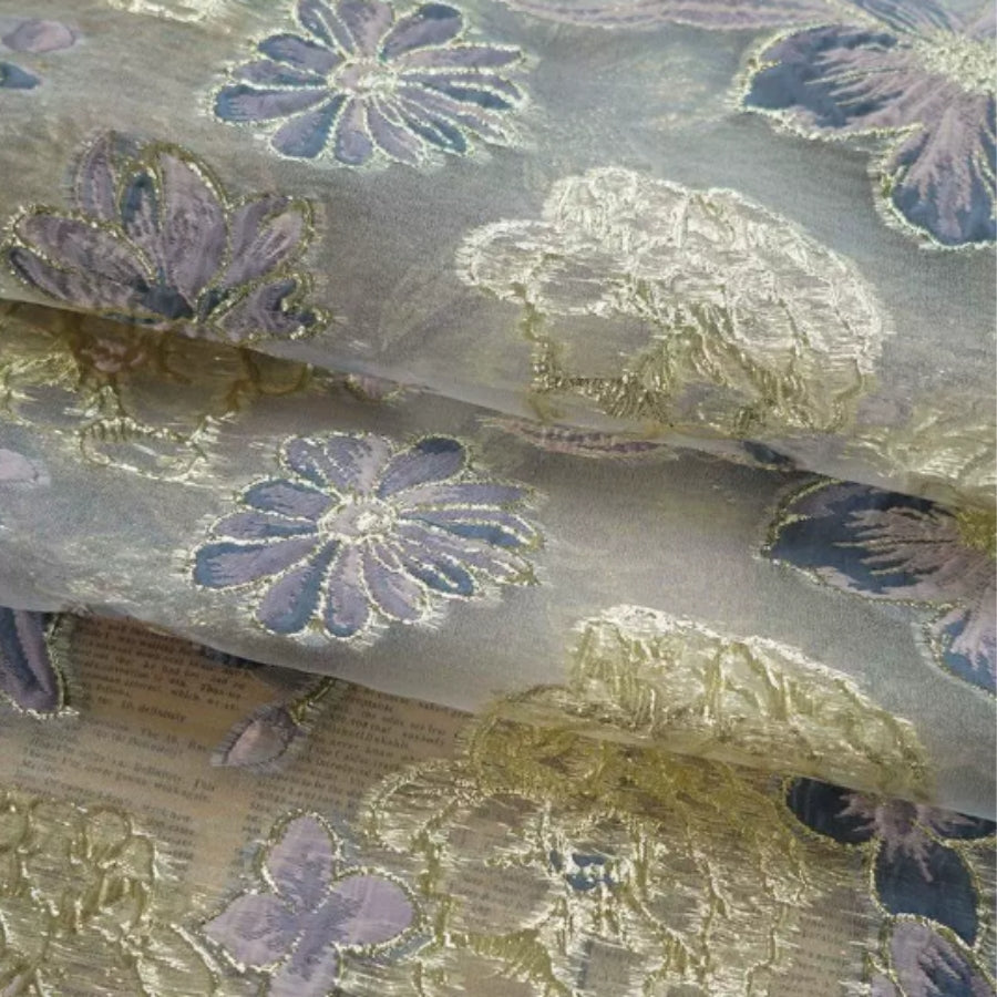 Robe Mère de la Mariée, Ligne A/Princesse, Jacquard, Col en V, Manches 3/4, Longueur du Thé, Florale, avec Ceinture