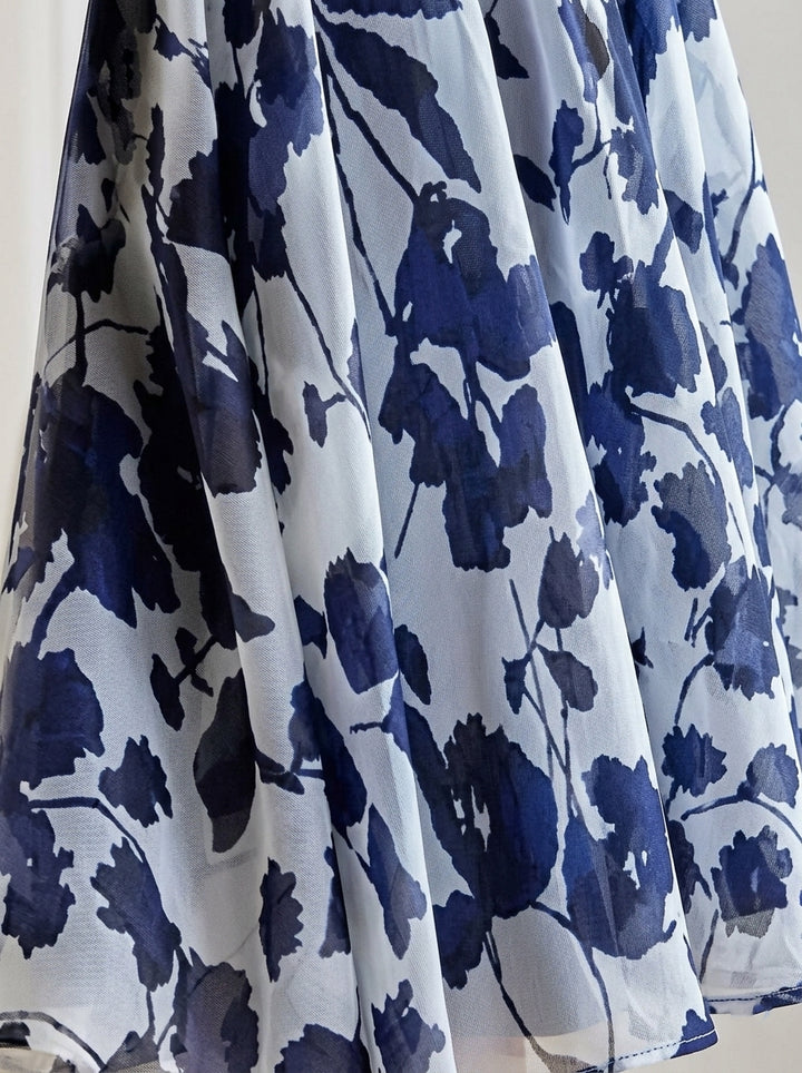 Ensemble Pantalon de Mère de la Mariée à Fleurs, Coupe A-Line/Princesse, Col en V, Manches Courtes, Longueur Au Sol, Motif Floral（副本）