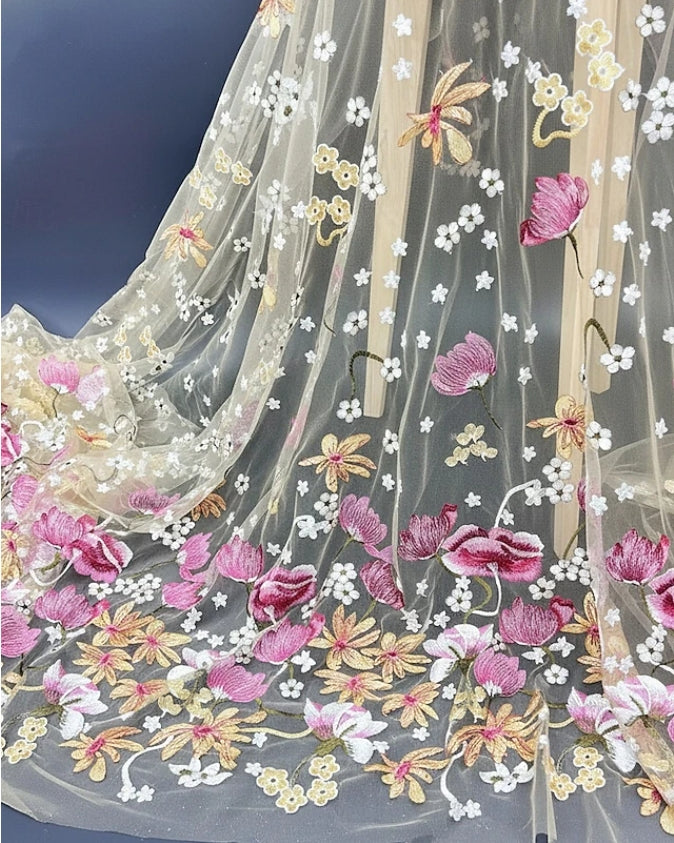 Robe Mère de la Mariée, Ligne A/Princesse, Broderie en Dentelle, Col Rond, Manches Courtes, Longueur de la Cheville, Florale