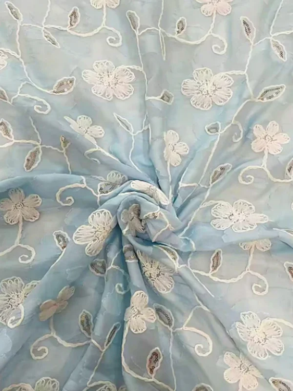 Robe Mère de la Mariée en Mousseline à Col Rond Ligne A/Princesse Longueur Midi avec Châle