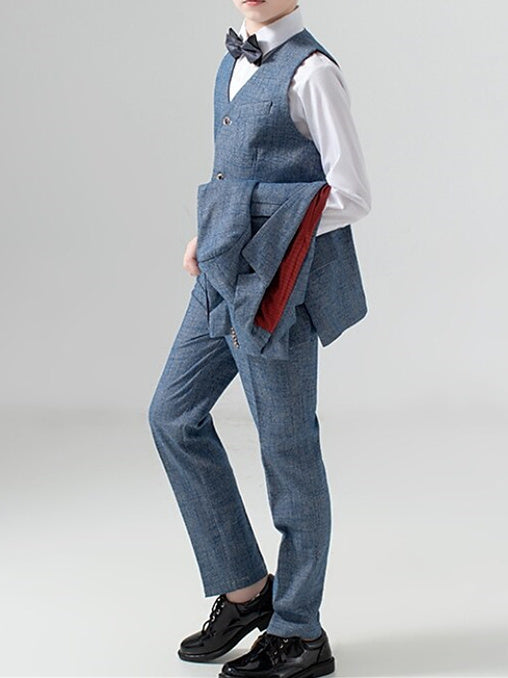 Ensemble Blazer et Pantalon pour Garçon Ensemble Formel à Manches Longues 5 Pièces Tenues 3-13 Ans Ensembles de Costumes de Mariage pour Garçon