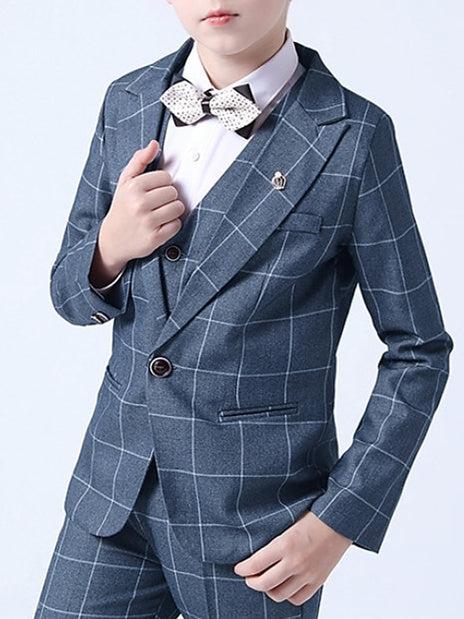 Ensemble de Costume de Mariage 3 Pièces pour Garçon de 3 à 13 Ans avec Blazer, Gilet et Pantalon, Tenue de Soirée Formelle à Manches Longues