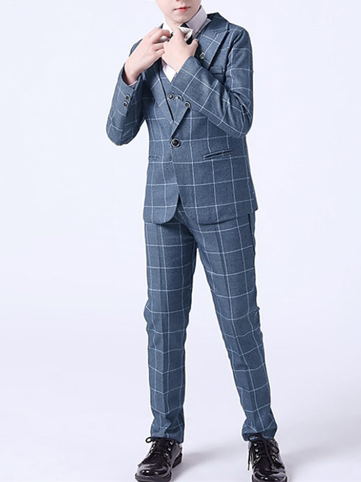 Ensemble de Costume de Mariage 3 Pièces pour Garçon de 3 à 13 Ans avec Blazer, Gilet et Pantalon, Tenue de Soirée Formelle à Manches Longues