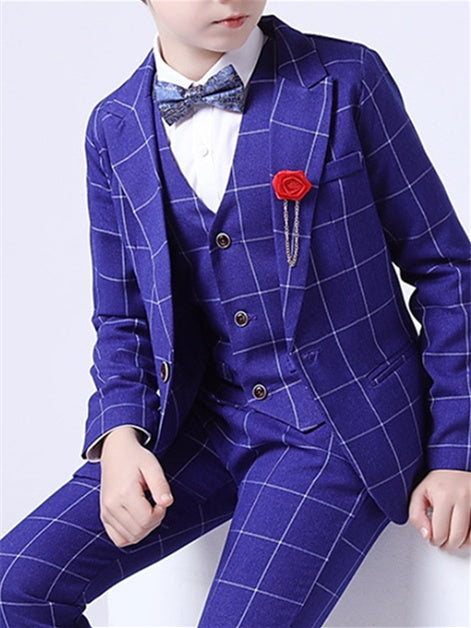 Ensemble de Costume de Mariage 3 Pièces pour Garçon de 3 à 13 Ans avec Blazer, Gilet et Pantalon, Tenue de Soirée Formelle à Manches Longues