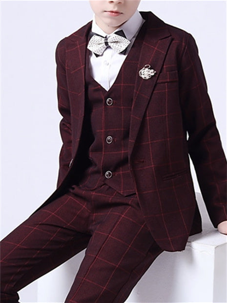 Ensemble de Costume de Mariage 3 Pièces pour Garçon de 3 à 13 Ans avec Blazer, Gilet et Pantalon, Tenue de Soirée Formelle à Manches Longues