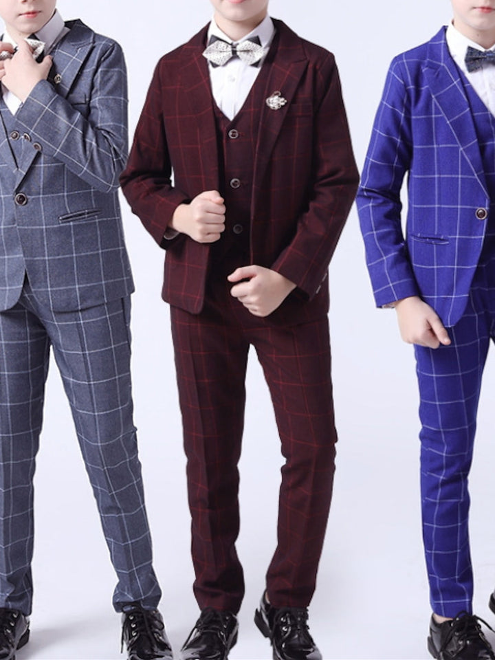 Ensemble de Costume de Mariage 3 Pièces pour Garçon de 3 à 13 Ans avec Blazer, Gilet et Pantalon, Tenue de Soirée Formelle à Manches Longues