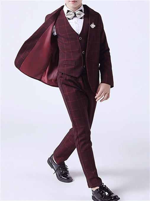 Ensemble de Costume de Mariage 3 Pièces pour Garçon de 3 à 13 Ans avec Blazer, Gilet et Pantalon, Tenue de Soirée Formelle à Manches Longues