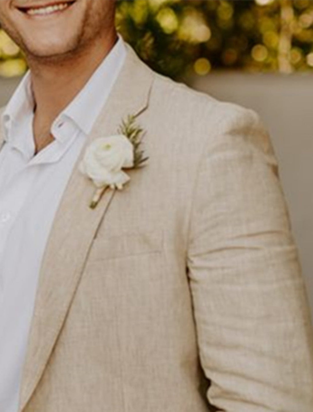 Costumes 2 Pièces en Lin de Couleur Unie à Simple Boutonnage et Deux Boutons pour Hommes, Coupe Ajustée