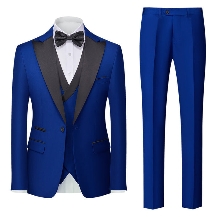 Costumes de Mariage 3 Pièces pour Hommes, Coupe Ajustée, Simple Boutonnage, Couleur Unie, Bordeaux, Vert, Rose, Rouge, Bleu, Blanc