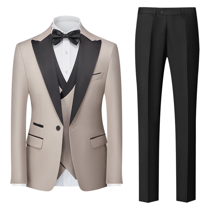Costumes de Mariage 3 Pièces pour Hommes, Coupe Ajustée, Simple Boutonnage, Couleur Unie, Bordeaux, Vert, Rose, Rouge, Bleu, Blanc