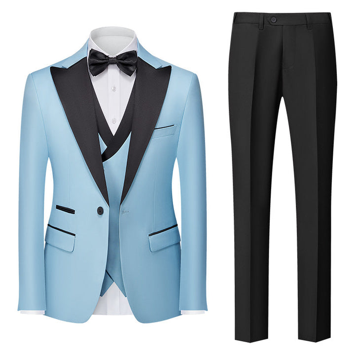Costumes de Mariage 3 Pièces pour Hommes, Coupe Ajustée, Simple Boutonnage, Couleur Unie, Bordeaux, Vert, Rose, Rouge, Bleu, Blanc