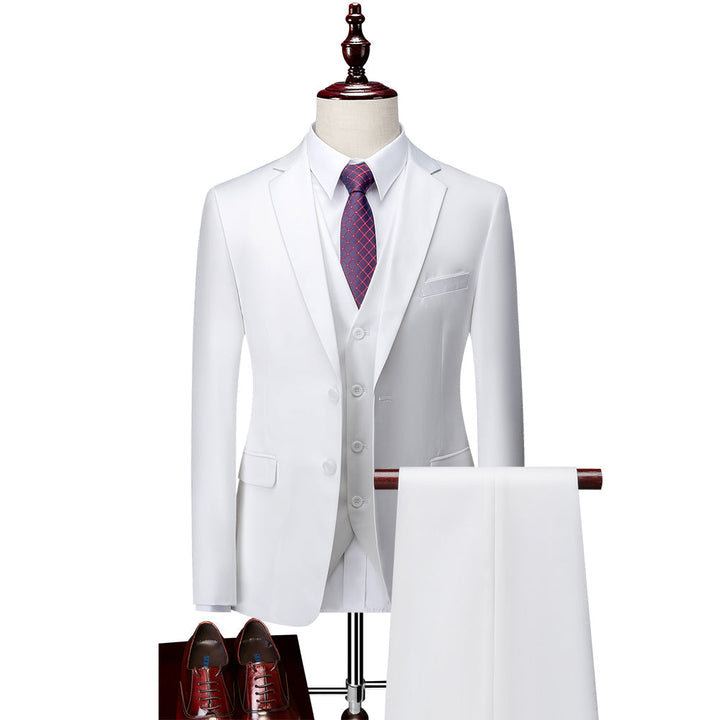 Costumes de Mariage 3 Pièces pour Hommes, Coupe Ajustée, Simple Boutonnage, Deux Boutons, Couleur Unie, Bleu Ivoire Violet Bordeaux Blanc Vert Noir