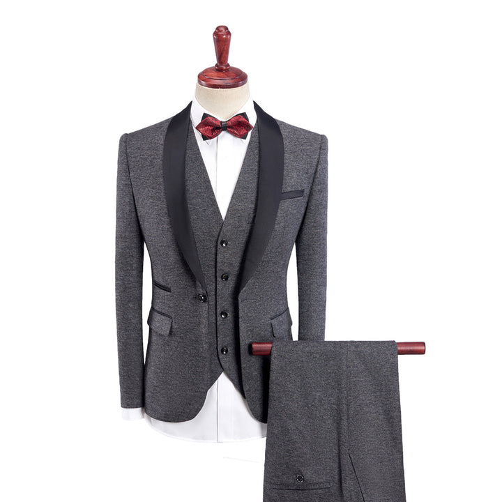 Costumes de Mariage 3 Pièces pour Hommes, Coupe Ajustée, Simple Boutonnage, Couleur Unie, Kaki, Bordeaux, Bleu, Gris, Noir