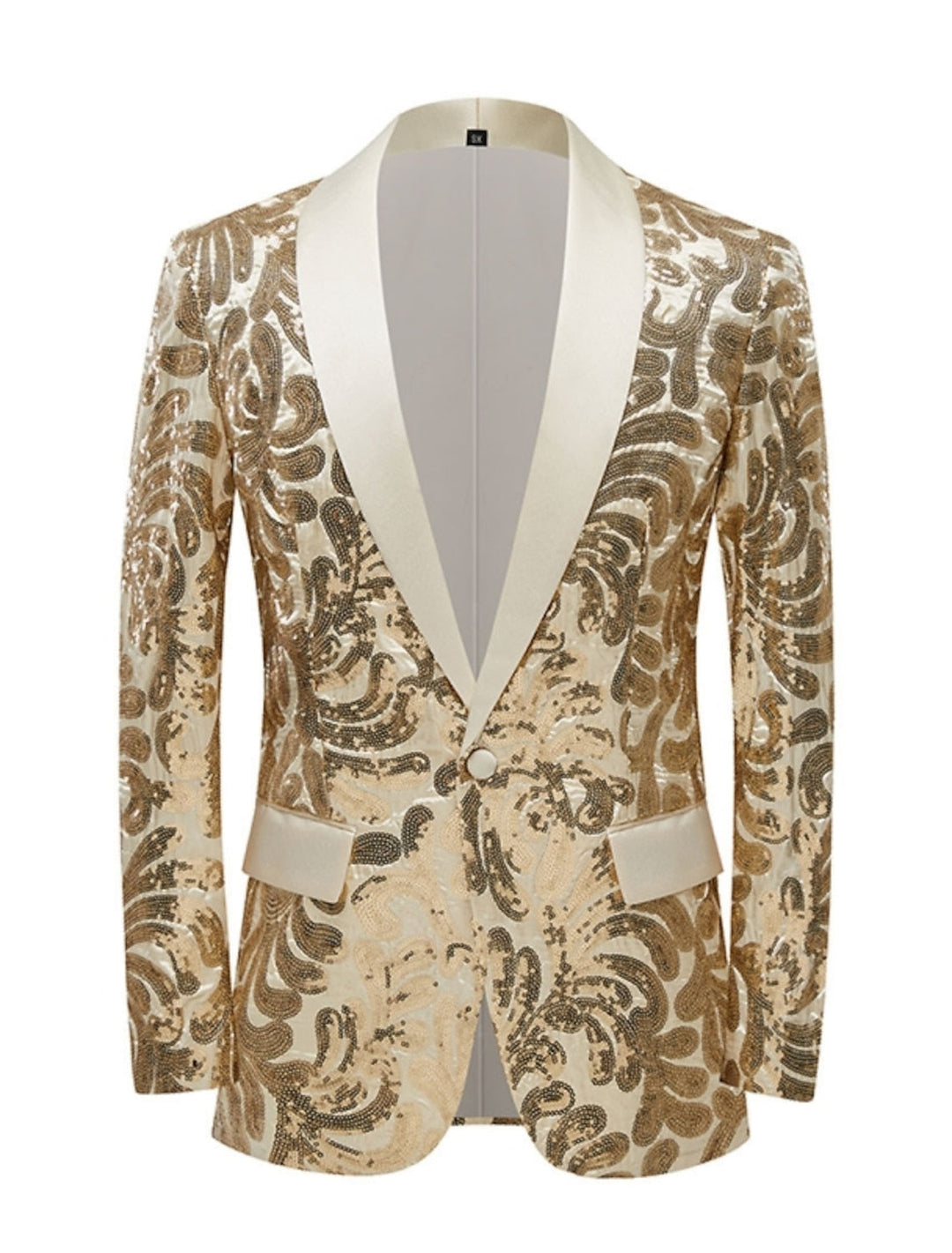 Veste de Soirée à Paillettes à Un Bouton et à Simple Boutonnage pour Homme, Coupe Ajustée, Rouge, Or, Vert