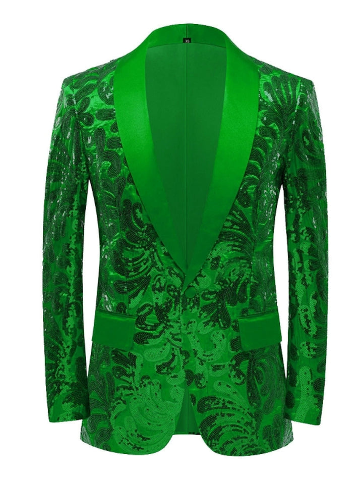 Veste de Soirée à Paillettes à Un Bouton et à Simple Boutonnage pour Homme, Coupe Ajustée, Rouge, Or, Vert