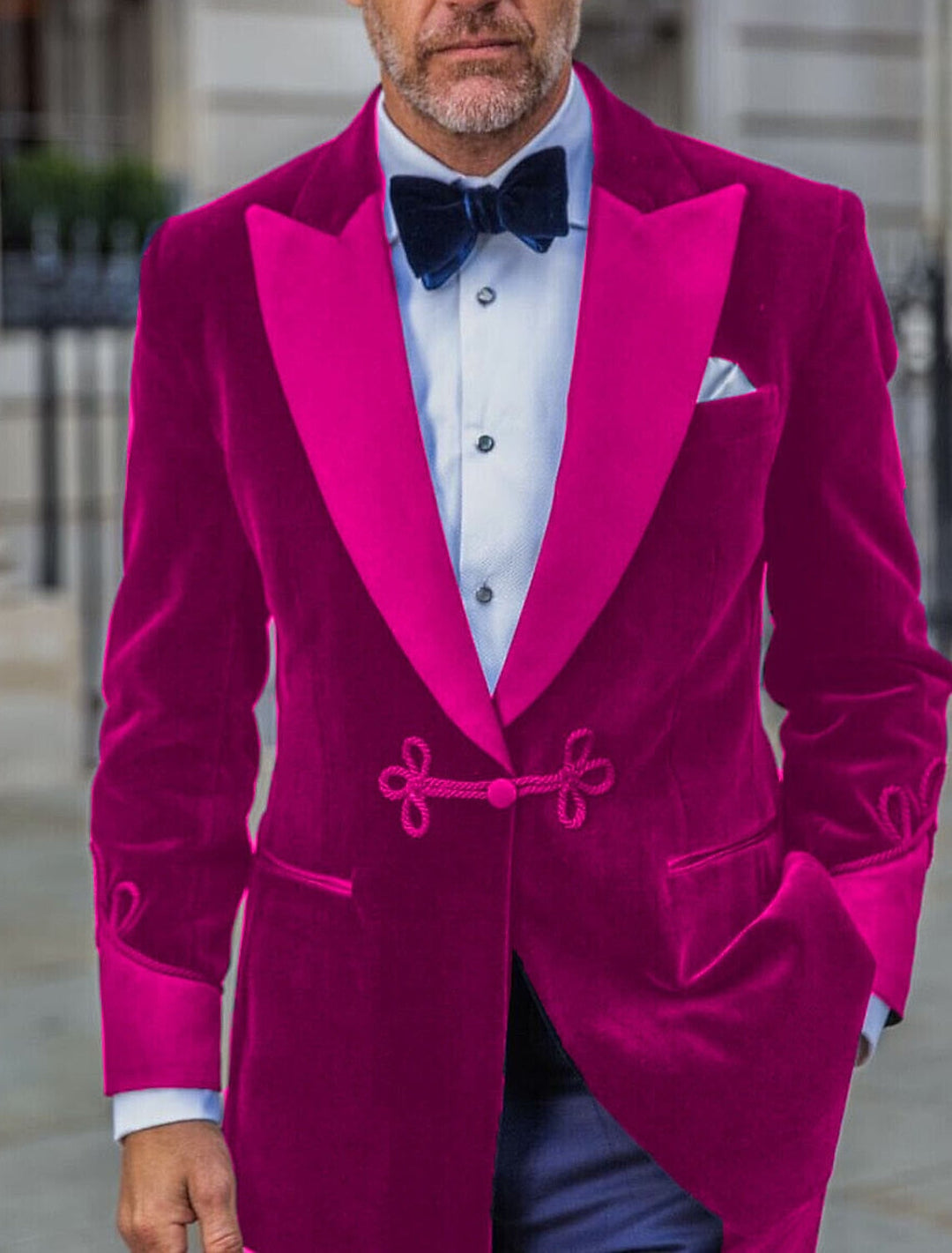Veste Habillée en Velours à Un Bouton et à Simple Boutonnage pour Homme, Coupe Ajustée, Verte, Rouge, Bleue, Rose, Violette