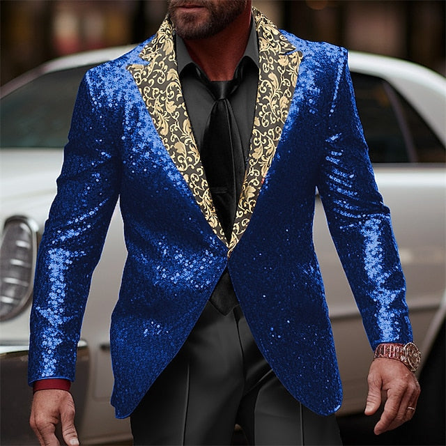Veste de Soirée à Paillettes à Un Bouton et à Coupe Ajustée pour Homme